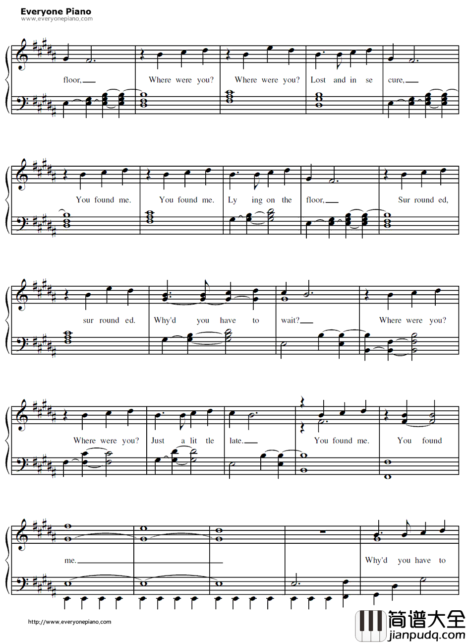 You_Found_Me钢琴谱__TheFray