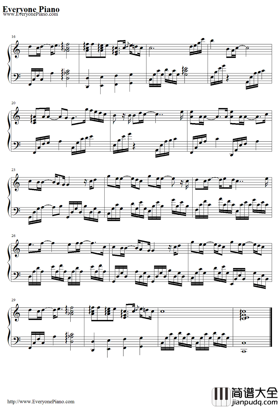 One_Fine_Spring_Day钢琴谱_SuperJunior