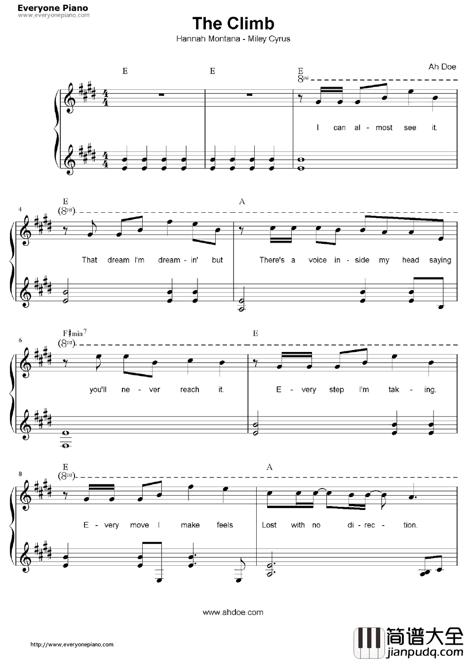 The_Climb钢琴谱_MileyCyrus_汉娜·蒙塔娜OST