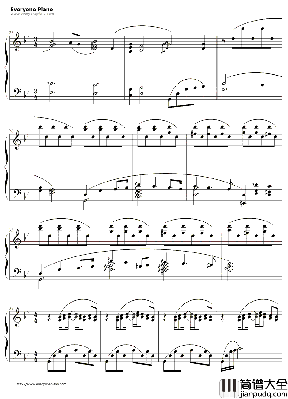 HANA钢琴谱_久石让　_BI