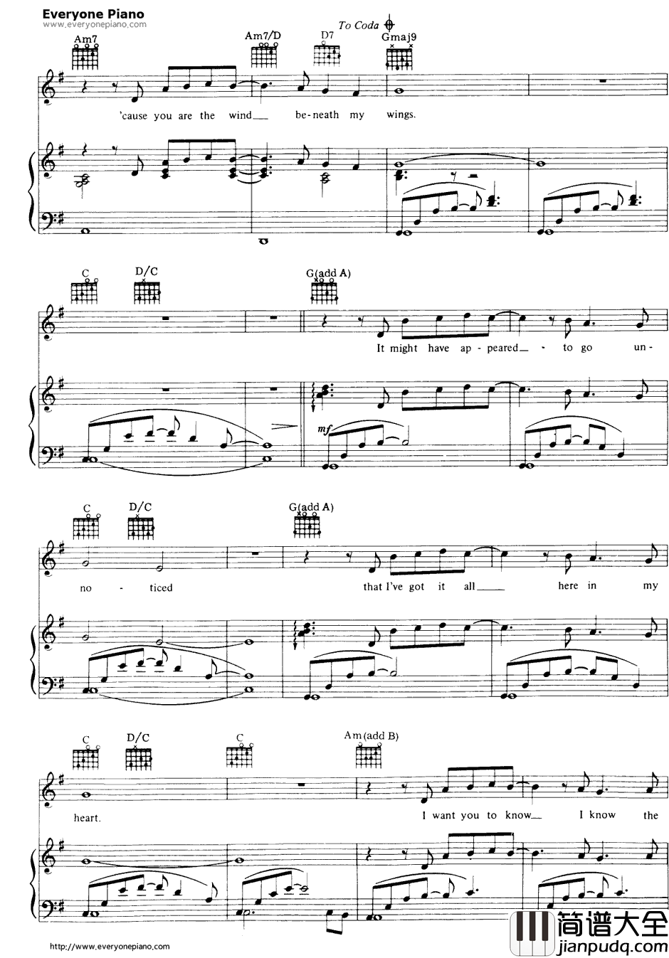 Wind_Beneath_My_Wings钢琴谱_BetteMidler　贝特·米德勒_BeachesOST