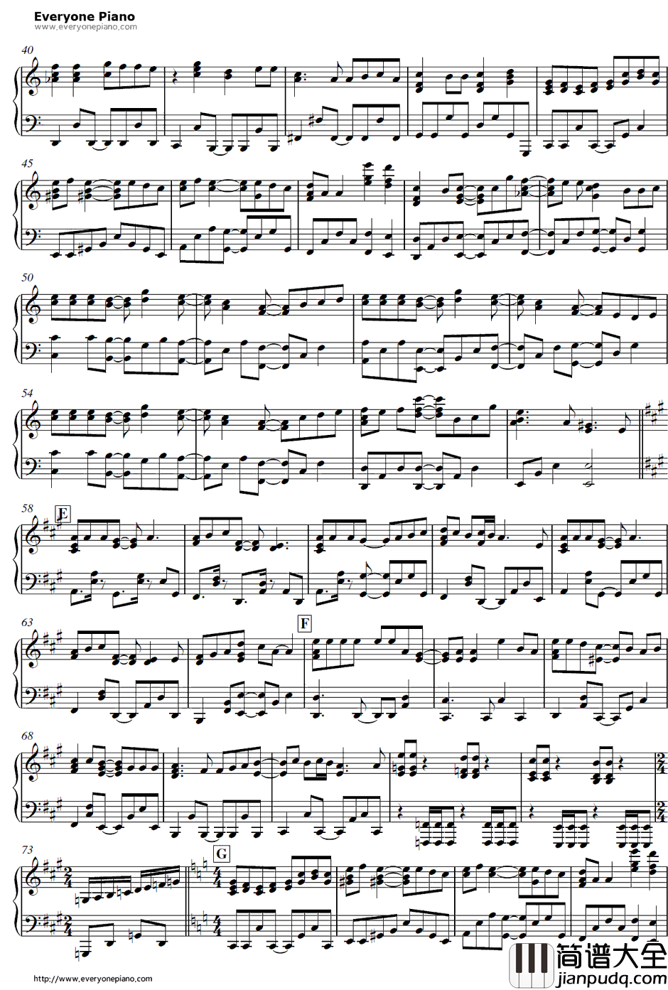 Beautiful_Days钢琴谱_岚_流星之绊主题曲