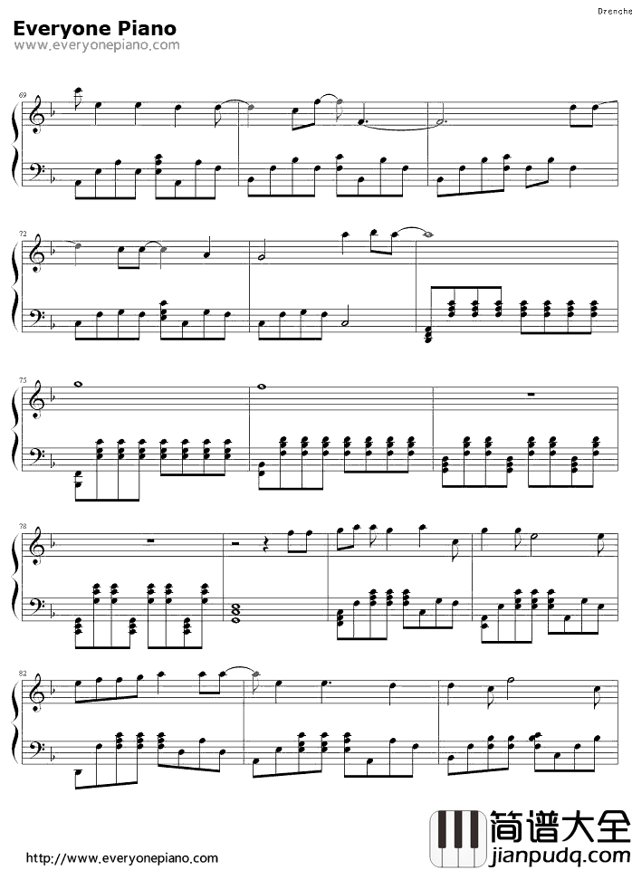 Drenched_春娇与志明_插曲钢琴谱_曲婉婷_Drenched_春娇与志明_插曲