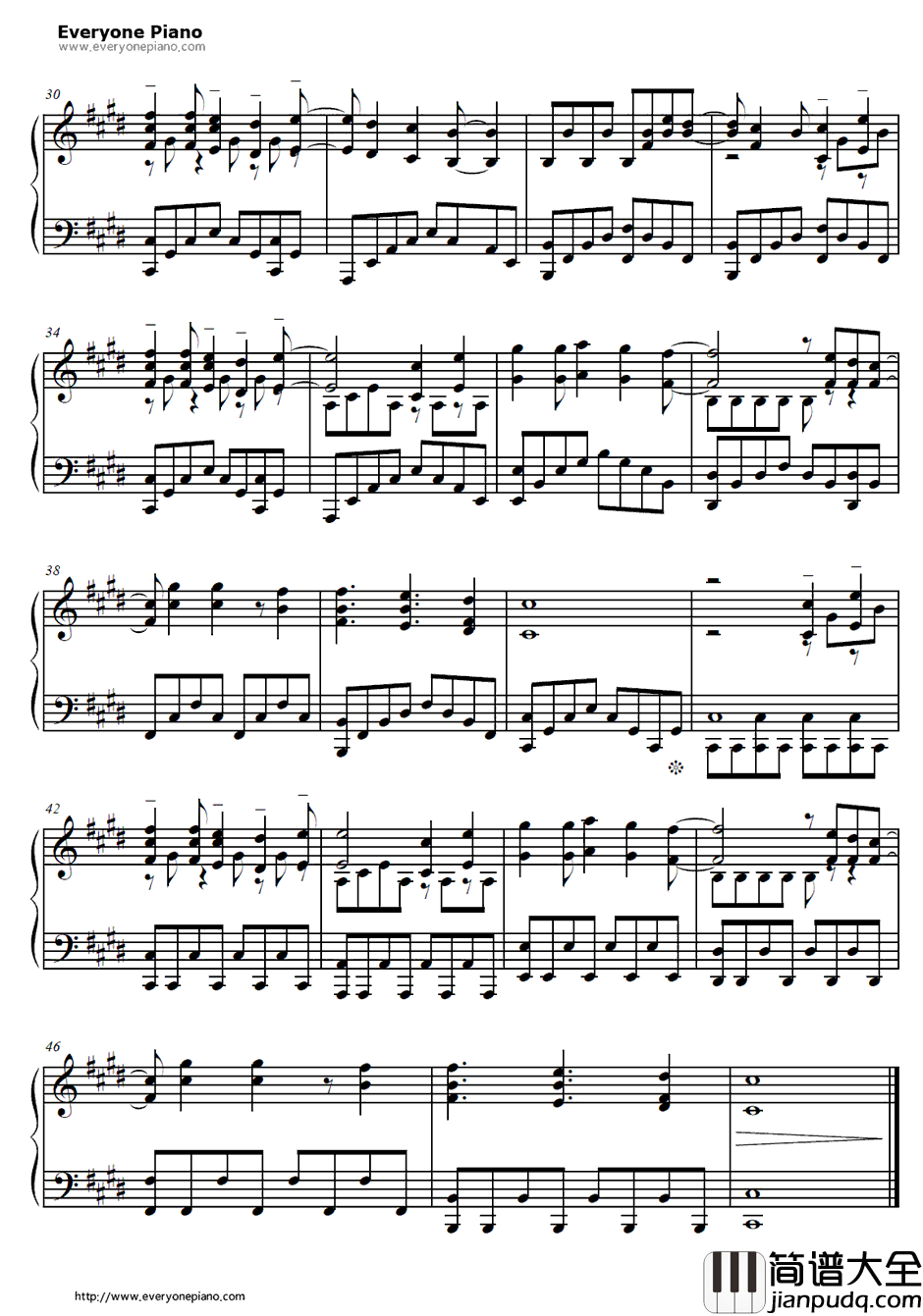 Period钢琴谱_化学超男子（CHEMISTRY）_ピリオド_钢之炼金术师FULLMETALALCHEMISTOP4