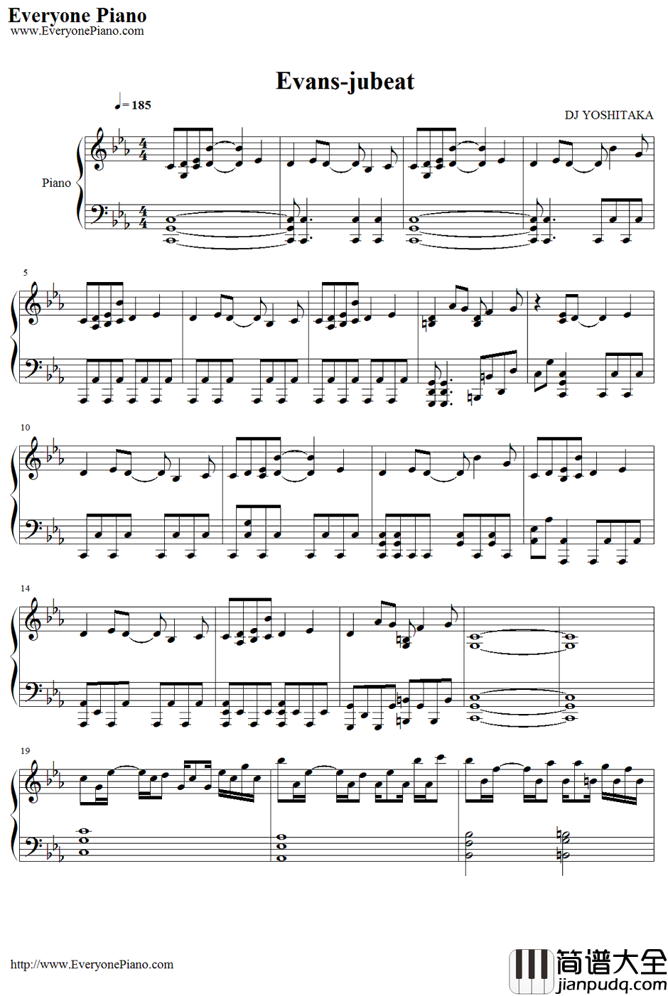 Evans钢琴谱_西村宜隆（DJYOSHITAKA）_乐动魔方OST_JUBEATOST