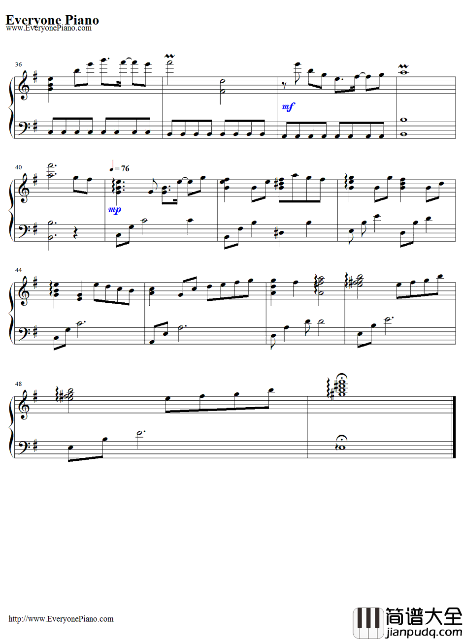 Best_Years_in_Our_Lives钢琴谱_梶浦由记_翼•年代记OST