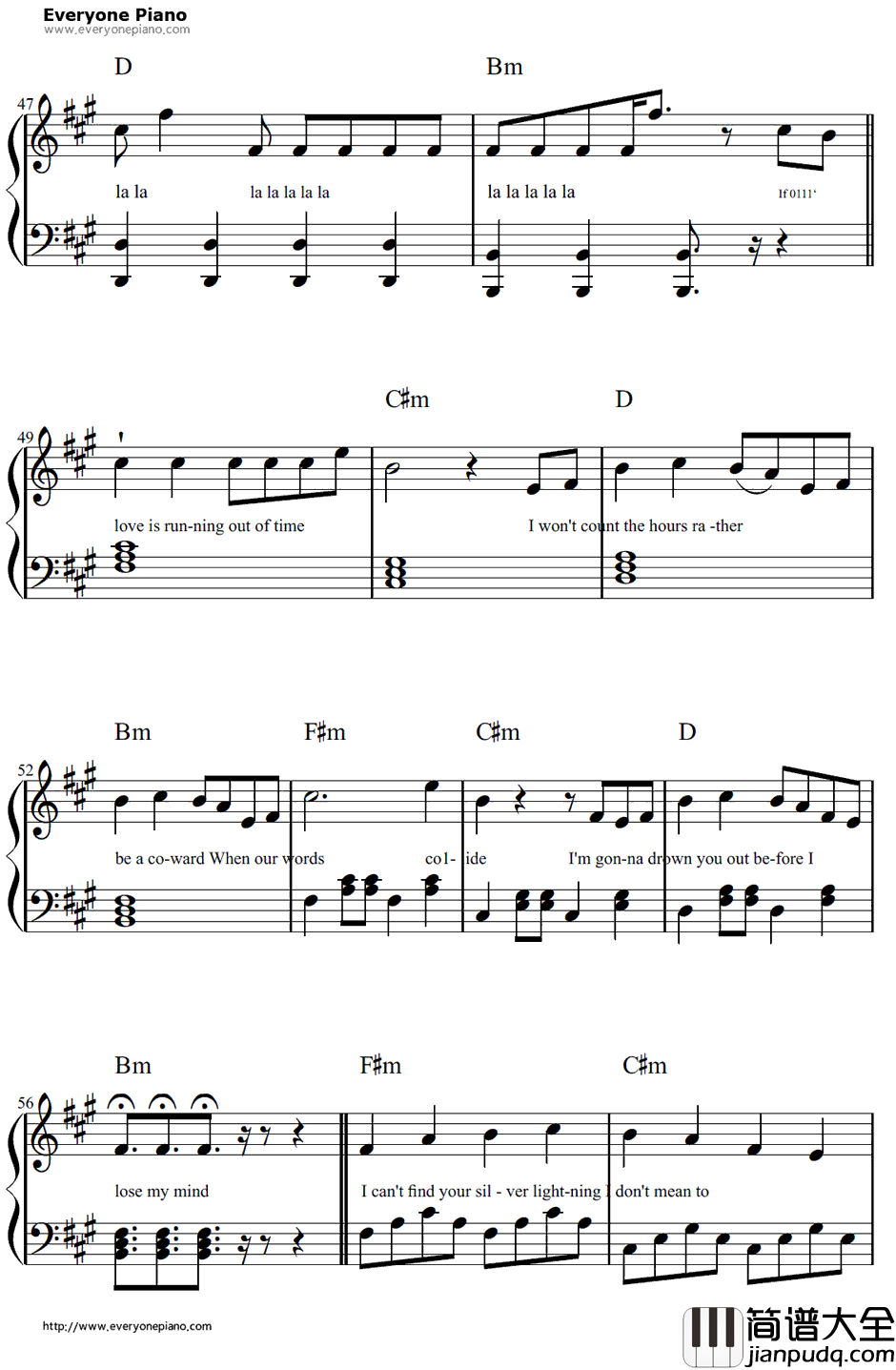 La_La_La钢琴谱_NaughtyBoyft.SamSmith