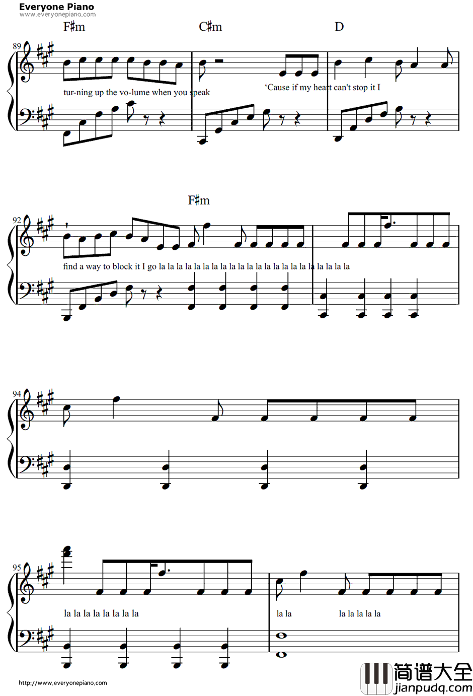 La_La_La钢琴谱_NaughtyBoyft.SamSmith