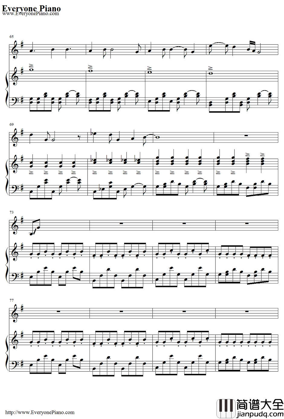 Wake_Me_Up_When_September_Ends钢琴谱_GreenDay（绿日乐队）