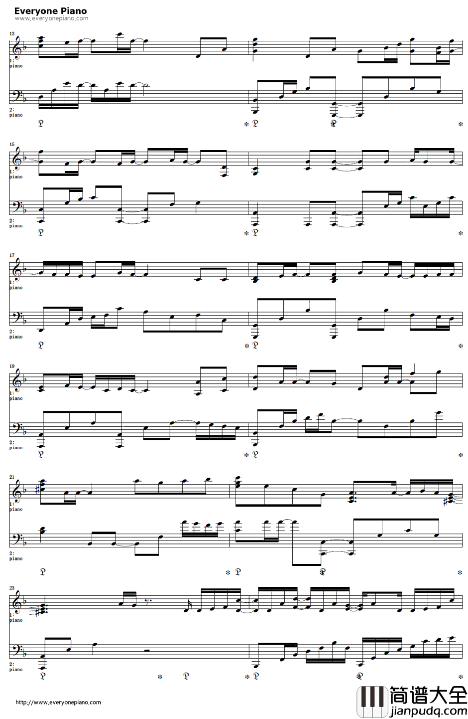 白雪姫钢琴谱_Flower　_我们都是死人主题曲　