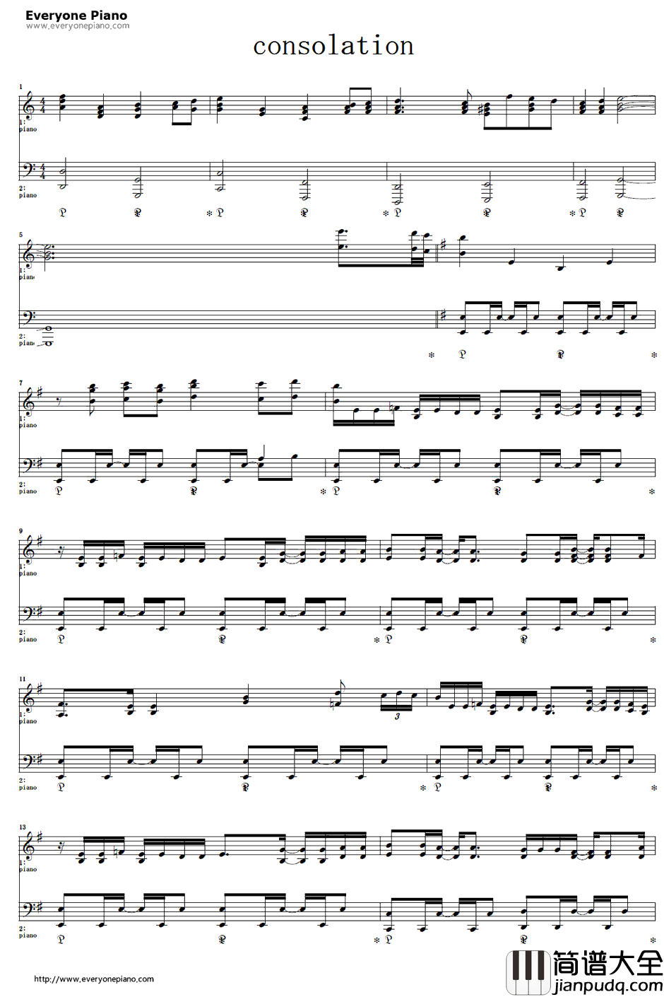Consolation钢琴谱_Kalafina