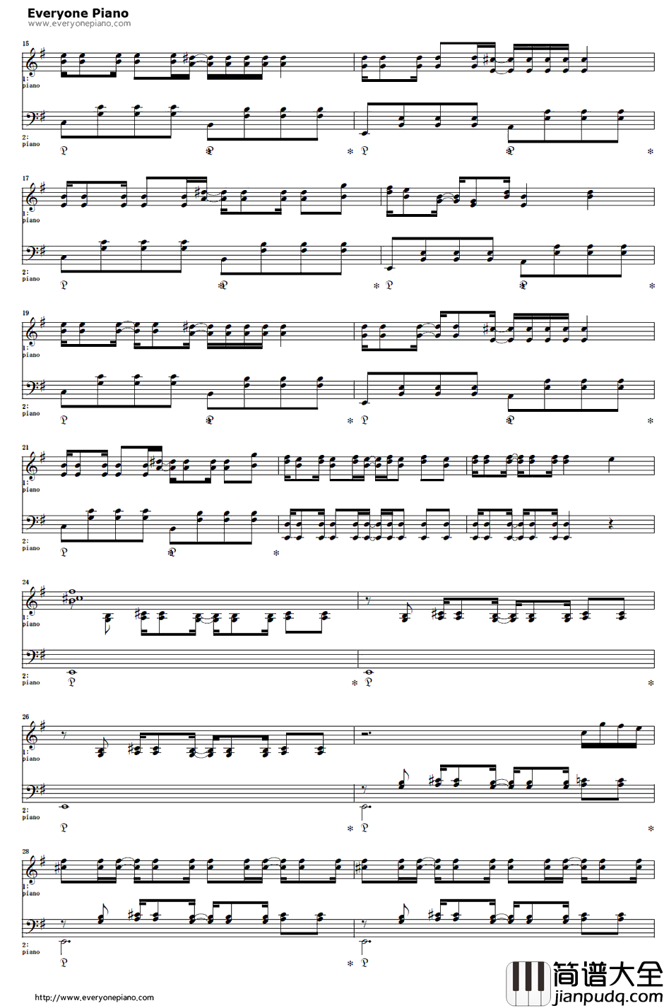 ボーナスステージ钢琴谱_镜音リンレン_オワタP