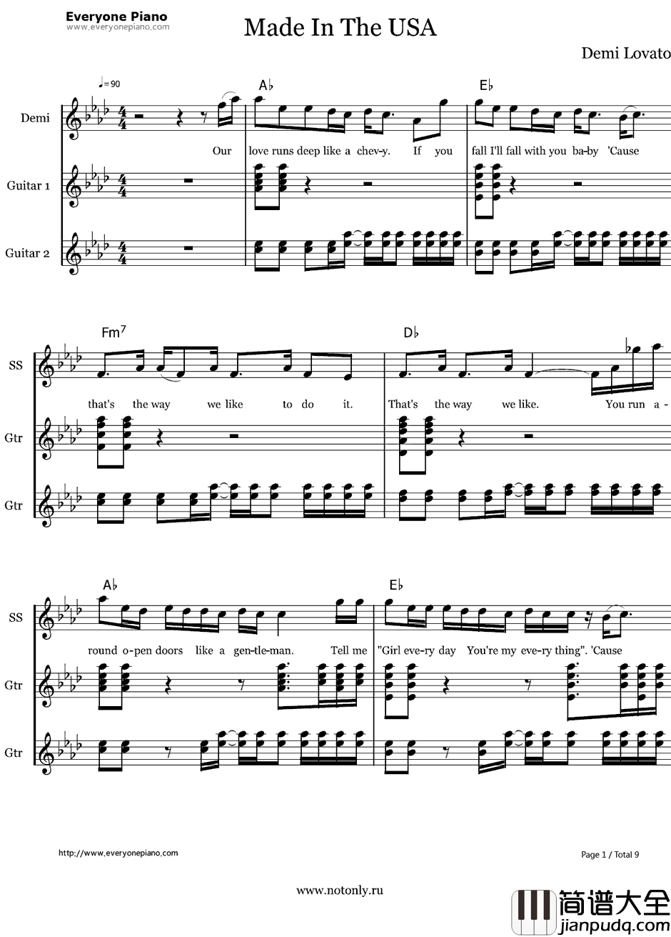 Made_in_the_USA钢琴谱_DemiLovato
