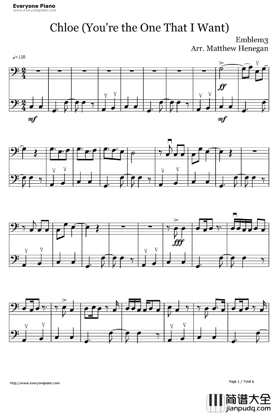 Chloe(You're_the_One_I_Want)钢琴谱_Emblem3