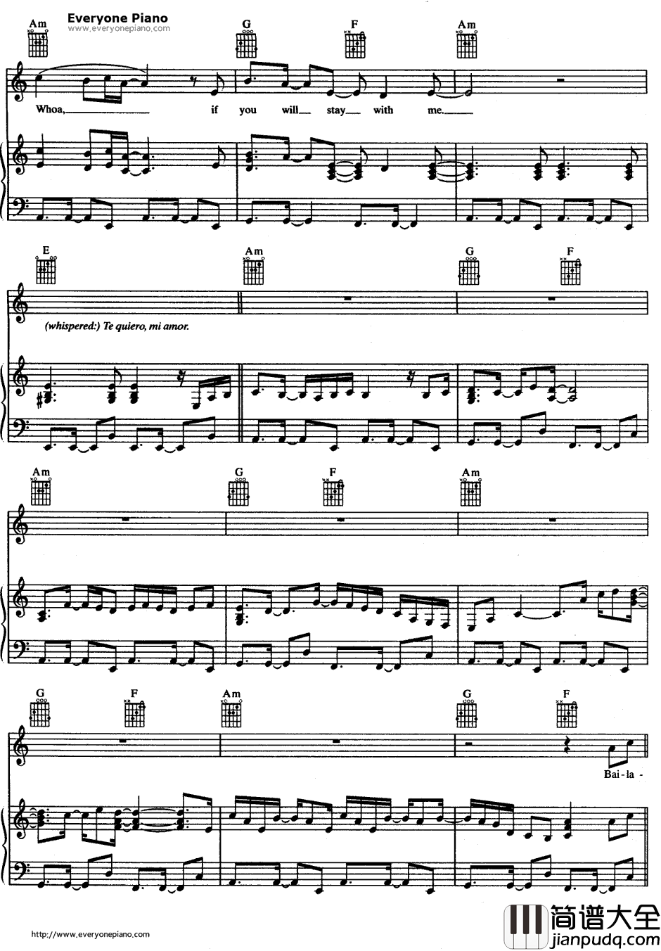 Bailamos钢琴谱_EnriqueIglesias