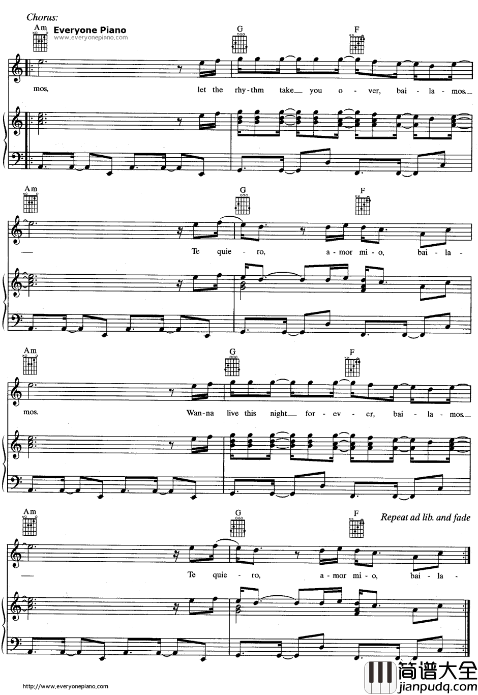 Bailamos钢琴谱_EnriqueIglesias