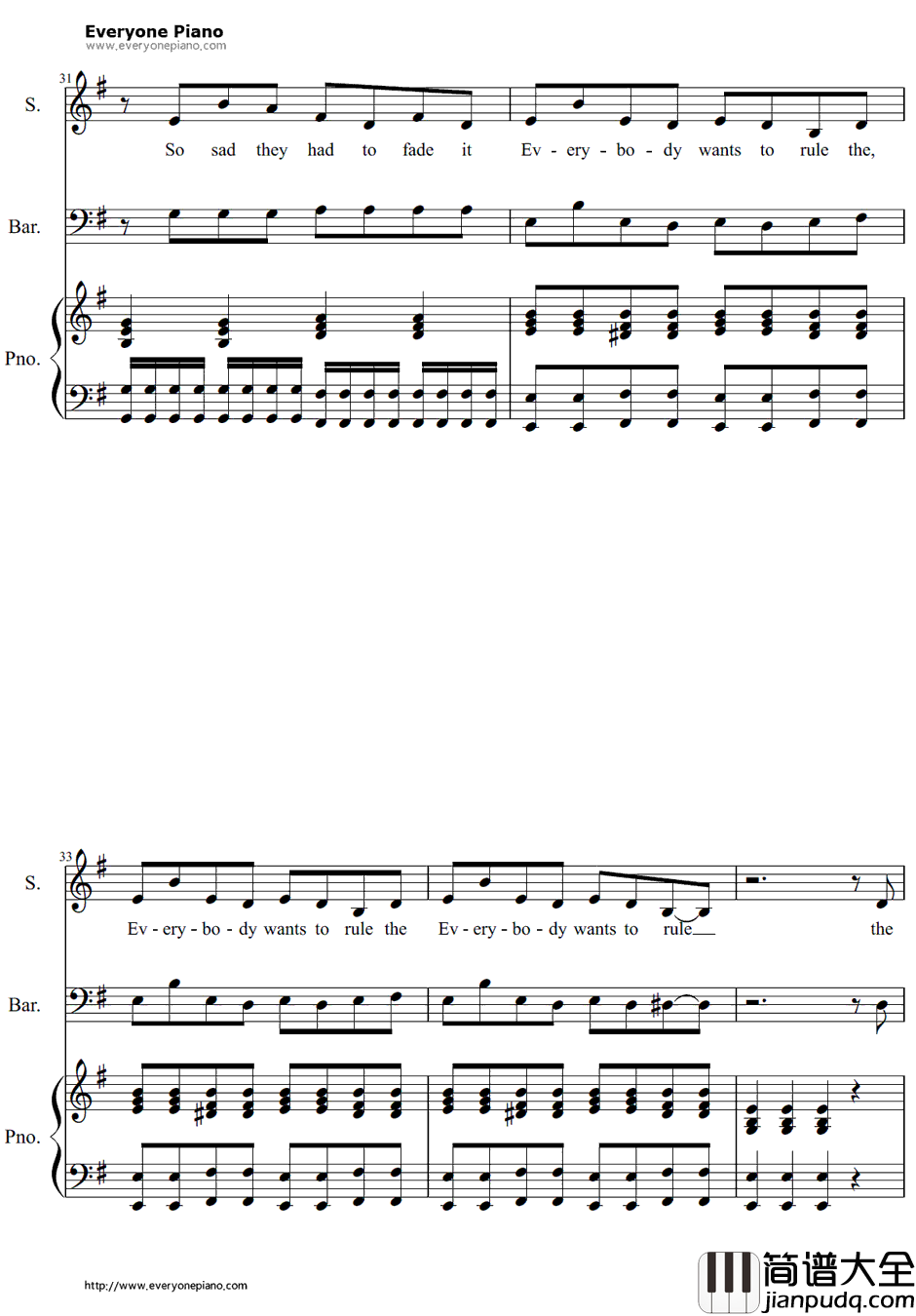 Every_body_Wants_to_Rulethe_World钢琴谱_TearsforFears