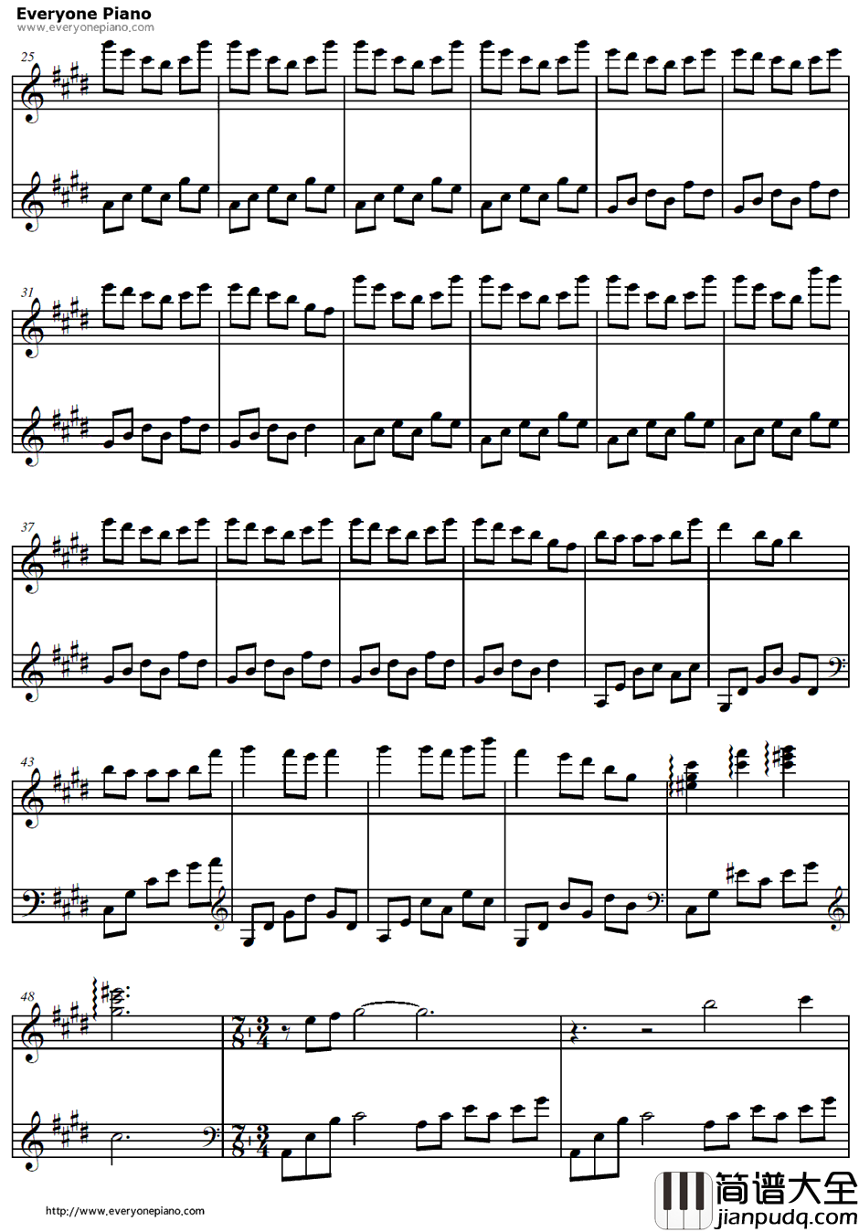 冬の花火钢琴谱_麻枝准_KanonOST