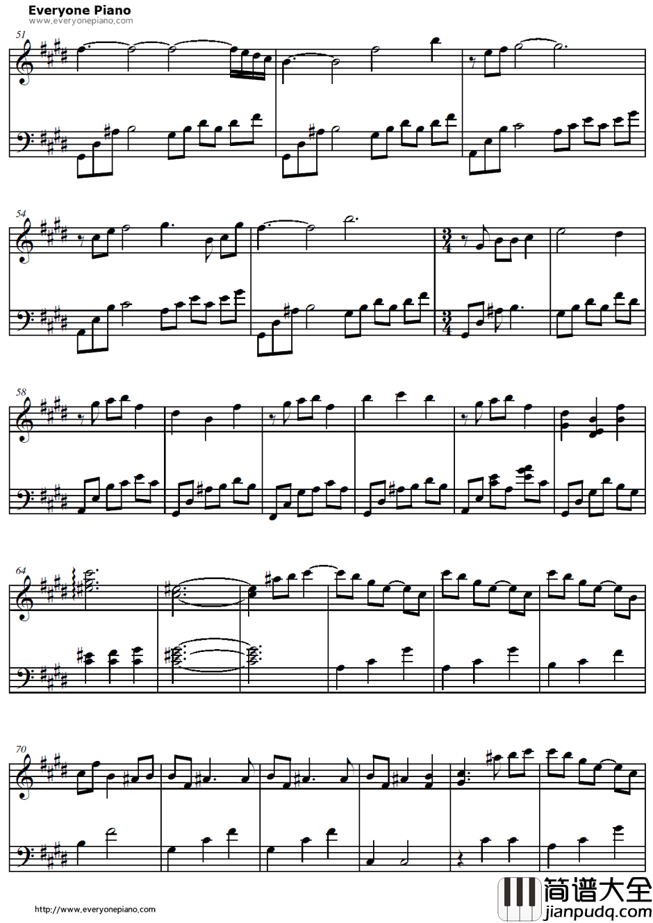 冬の花火钢琴谱_麻枝准_KanonOST