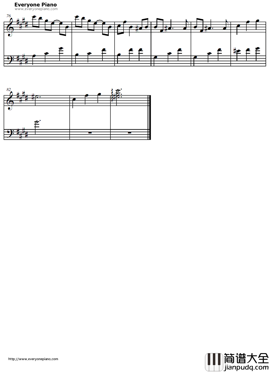 冬の花火钢琴谱_麻枝准_KanonOST