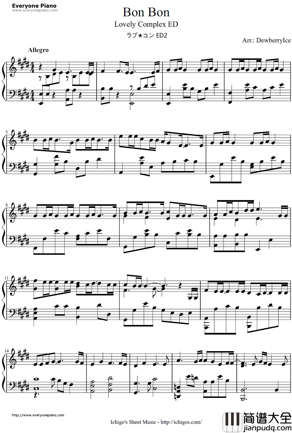 Bon_Bon钢琴谱_Hey!Say!7_恋爱情结ED2