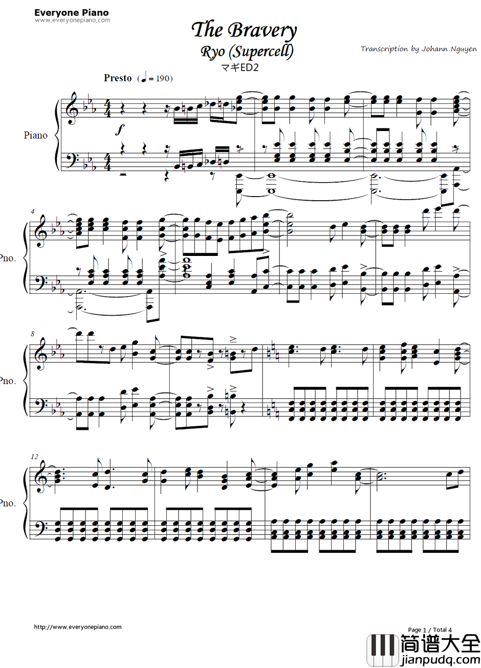 The_Bravery钢琴谱_supercell_魔笛MAGIED2