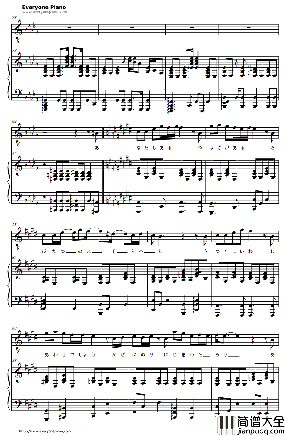 つばさ钢琴谱_本田美奈子_翅膀