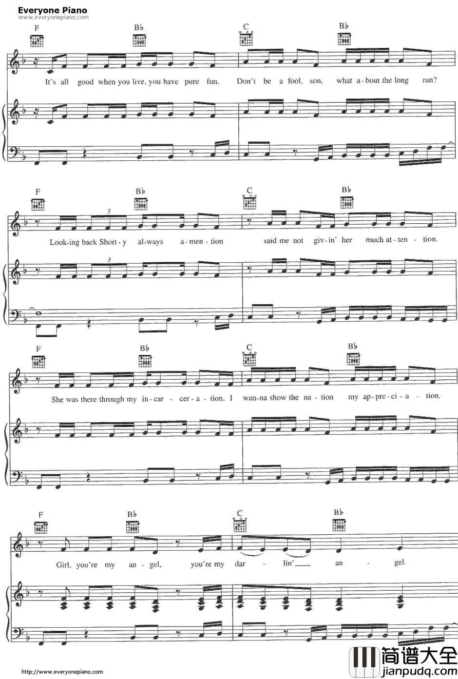 Angel钢琴谱_Shaggy