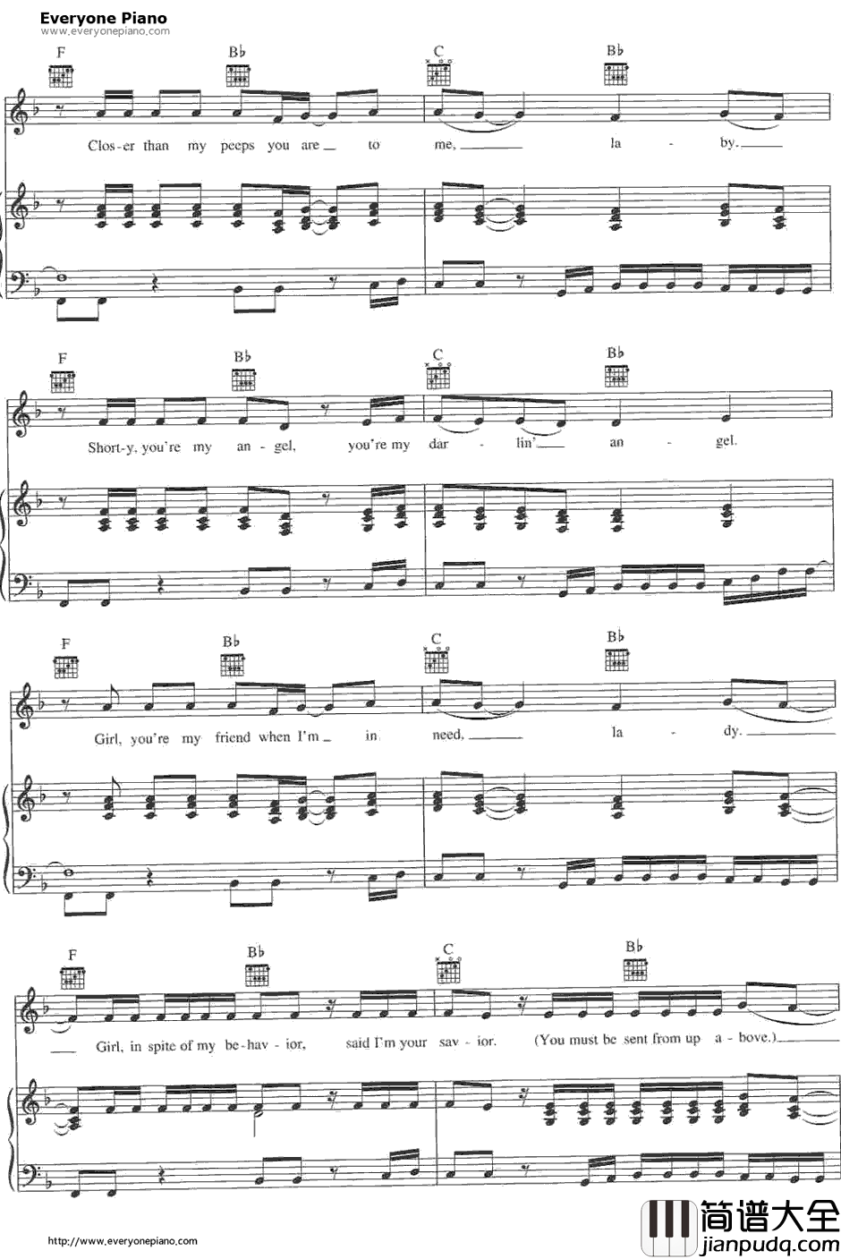 Angel钢琴谱_Shaggy