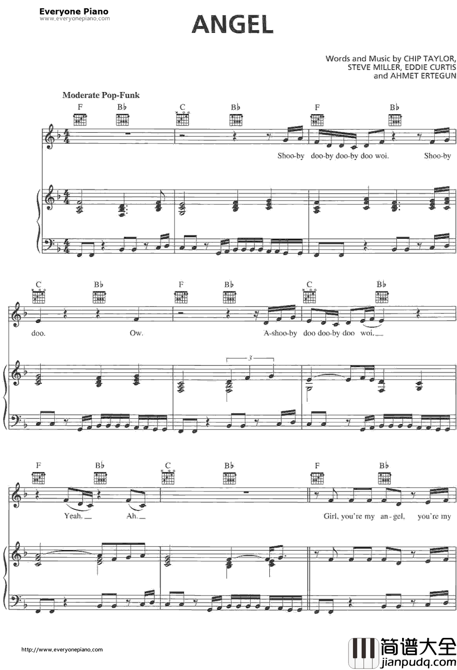 Angel钢琴谱_Shaggy