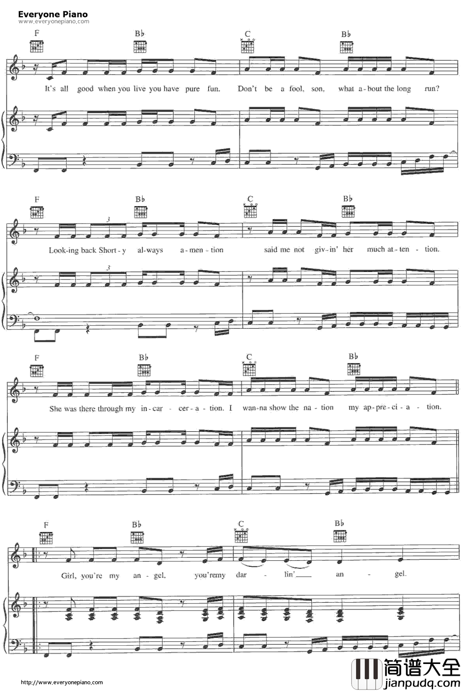 Angel钢琴谱_Shaggy