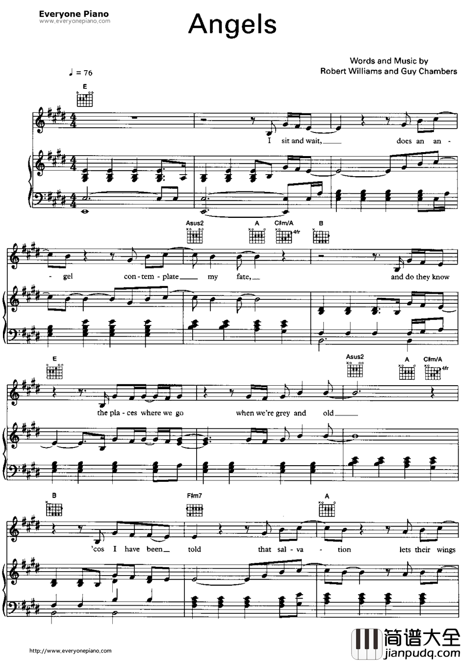 Angels钢琴谱_RobbieWilliams