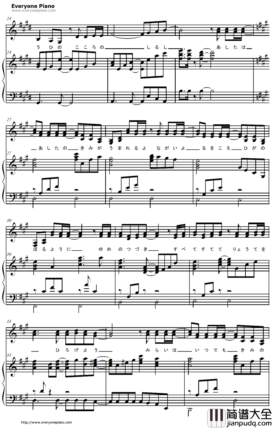 明日は明日の君が生まれる钢琴谱_ChocolovefromAKB48_骷髅男ED