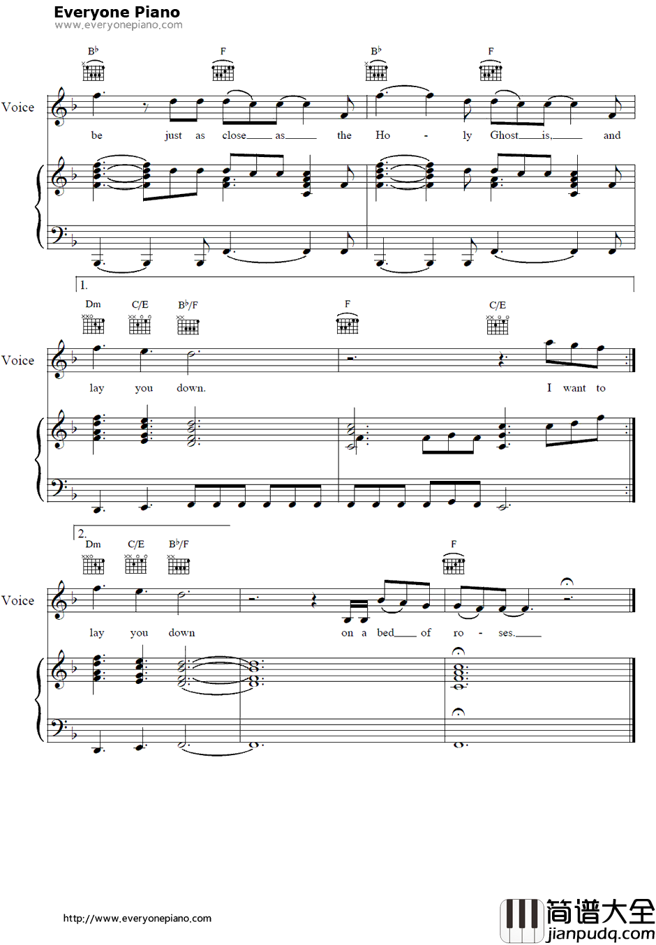 Bed_of_Roses钢琴谱_BonJovi