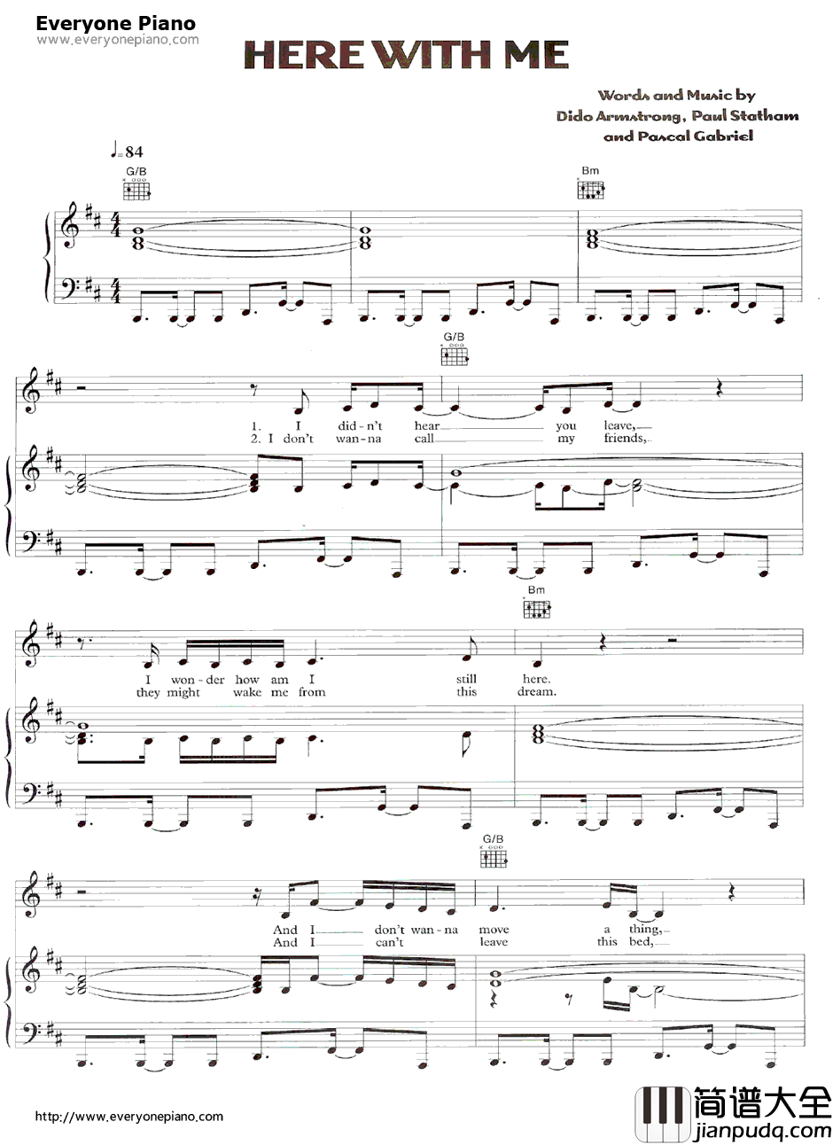 Here_with_Me钢琴谱_Dido