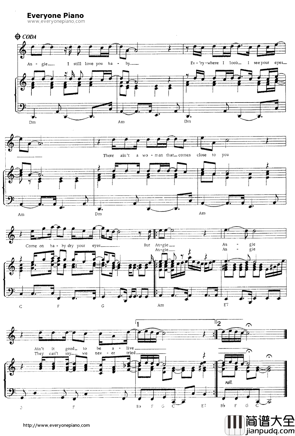 Angie钢琴谱_TheRollingStones