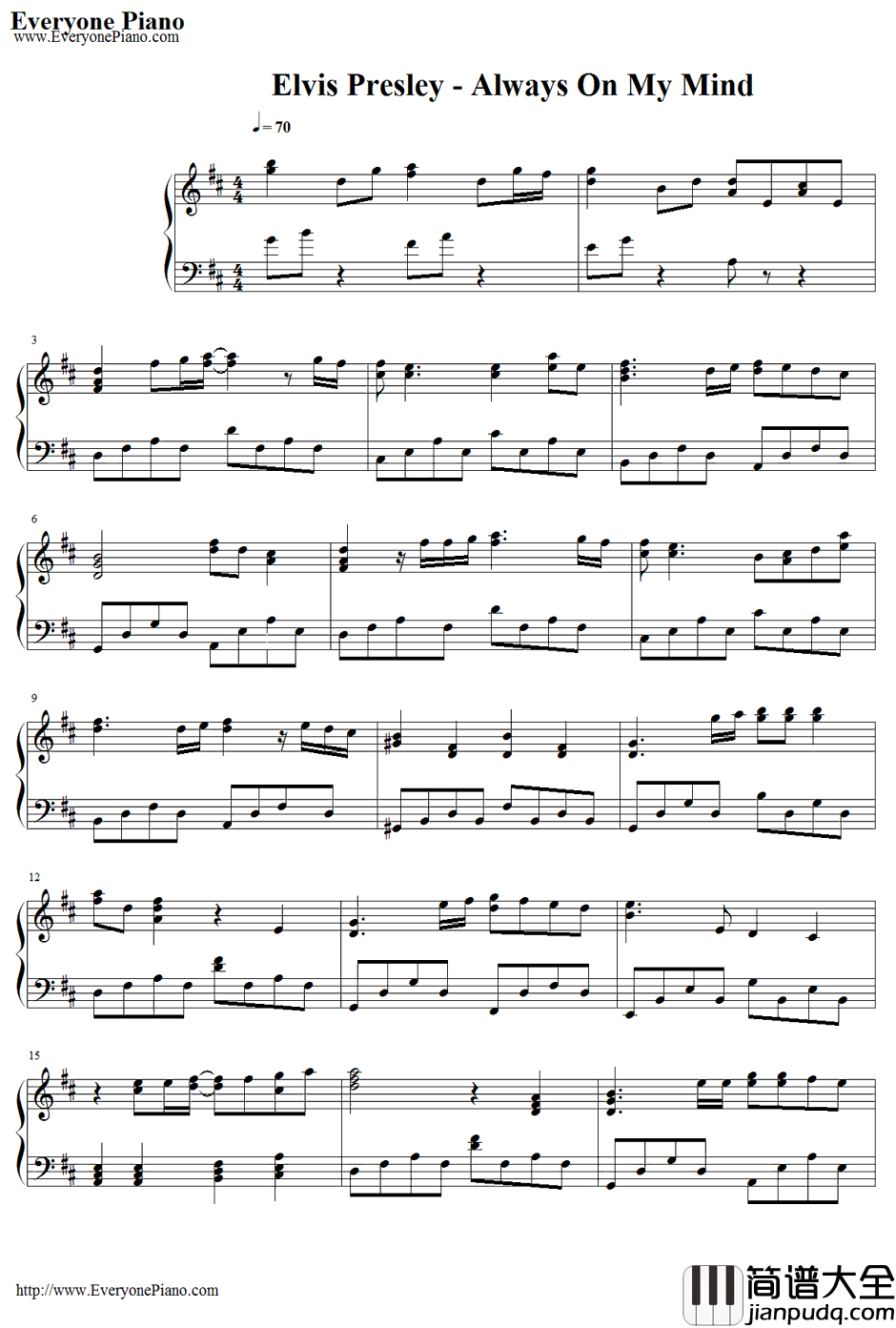 Alway_son_My_Mind钢琴谱_ElvisPresley