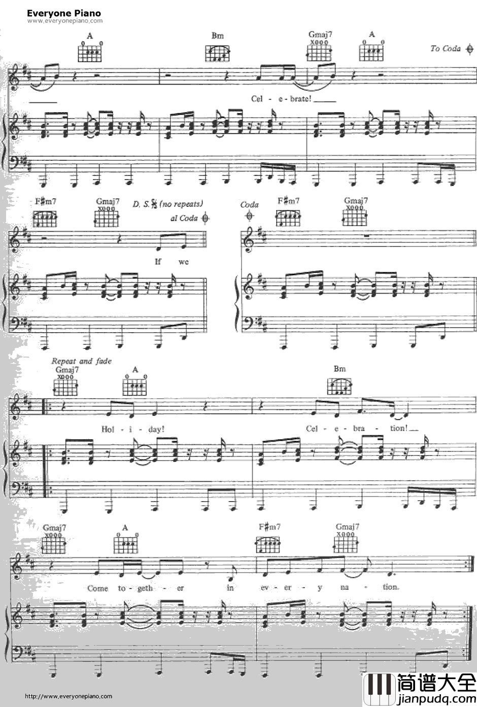 Holiday钢琴谱_Madonna