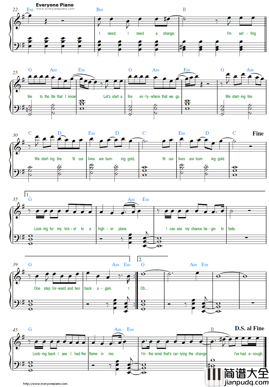 Burning_Gold钢琴谱_ChristinaPerri