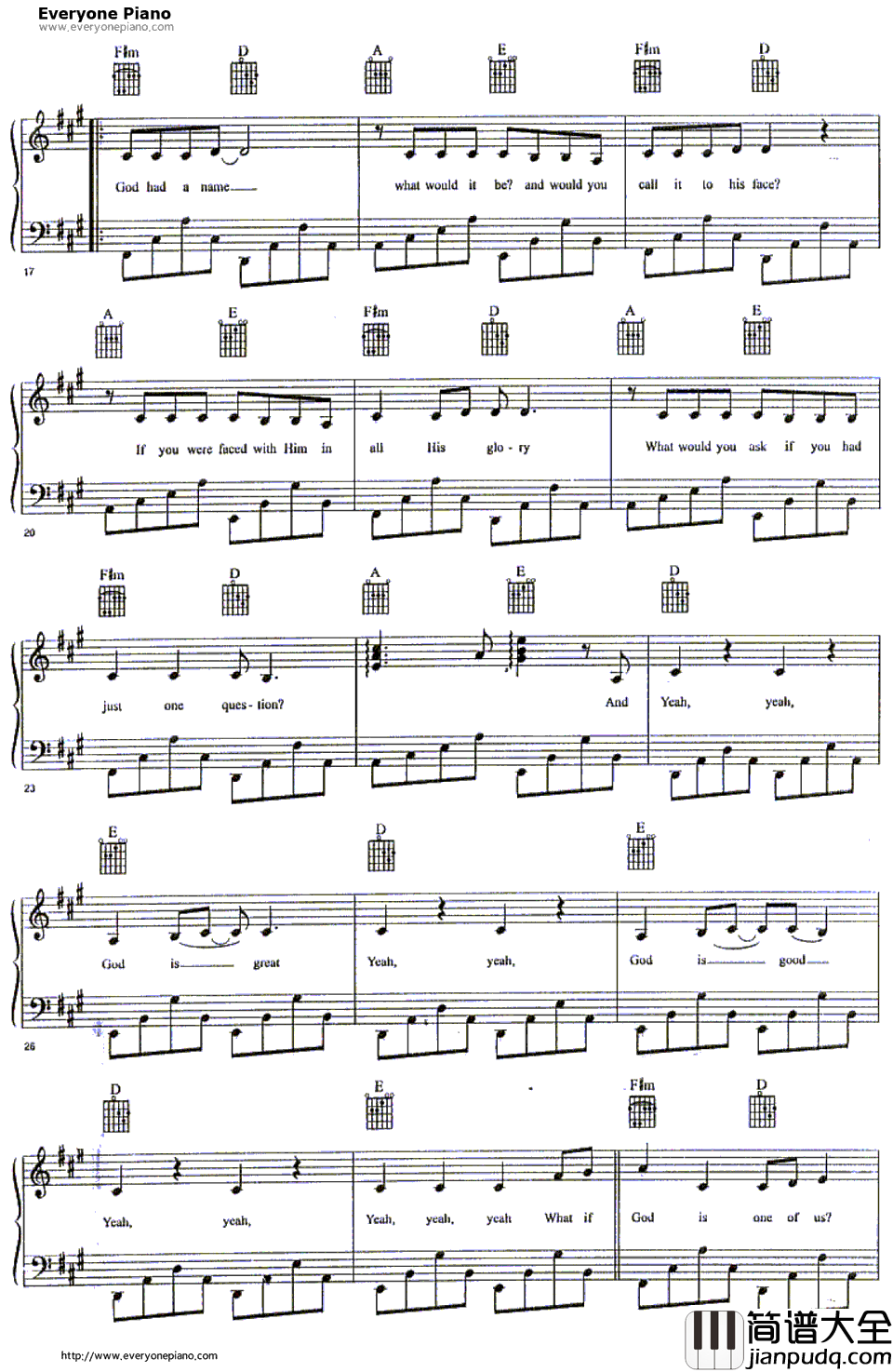 One_of_Us钢琴谱_JoanOsborne