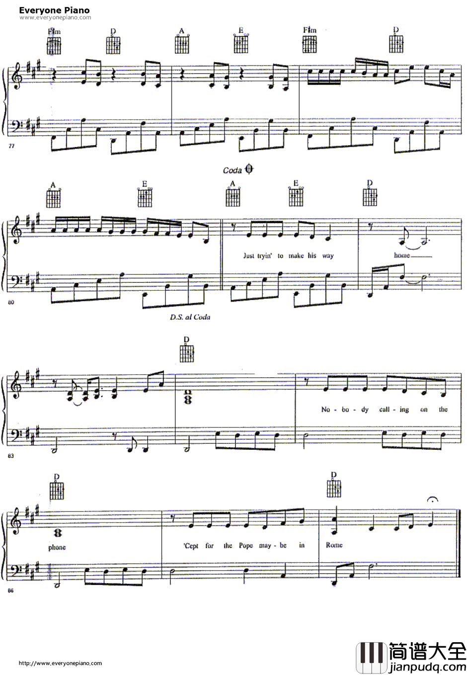 One_of_Us钢琴谱_JoanOsborne