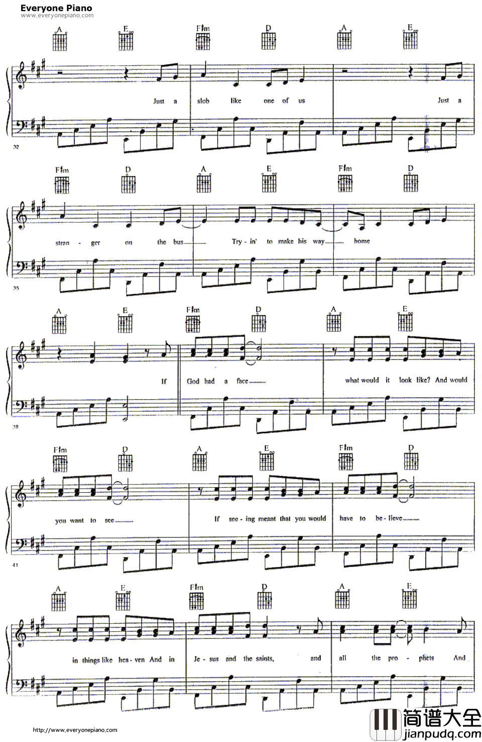 One_of_Us钢琴谱_JoanOsborne