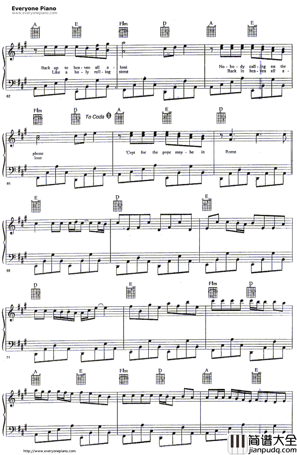 One_of_Us钢琴谱_JoanOsborne