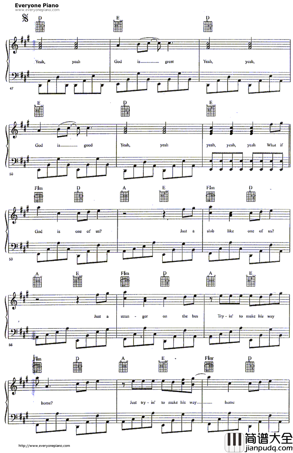 One_of_Us钢琴谱_JoanOsborne