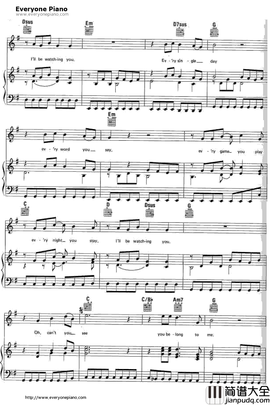 Every_Breath_You_Take钢琴谱_Sting ThePolice(警察乐队)_Sting