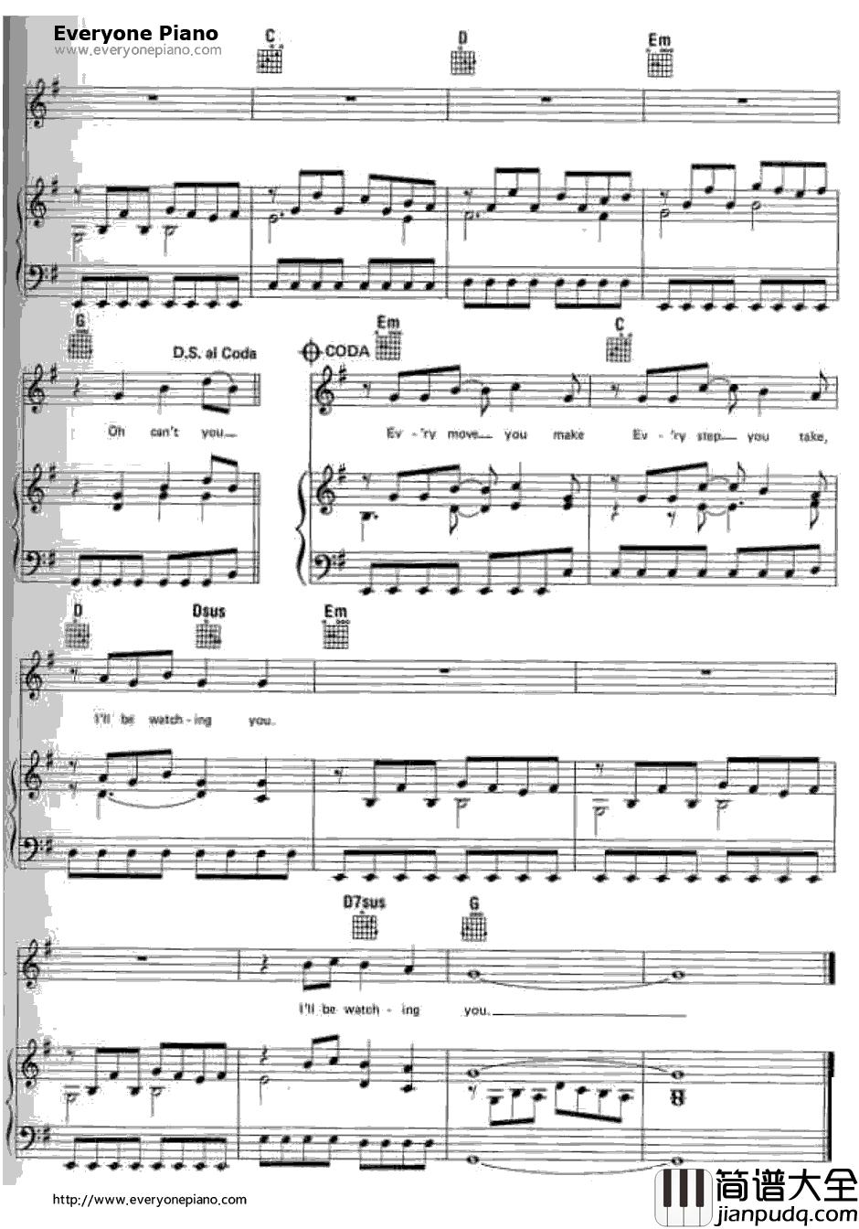 Every_Breath_You_Take钢琴谱_Sting ThePolice(警察乐队)_Sting