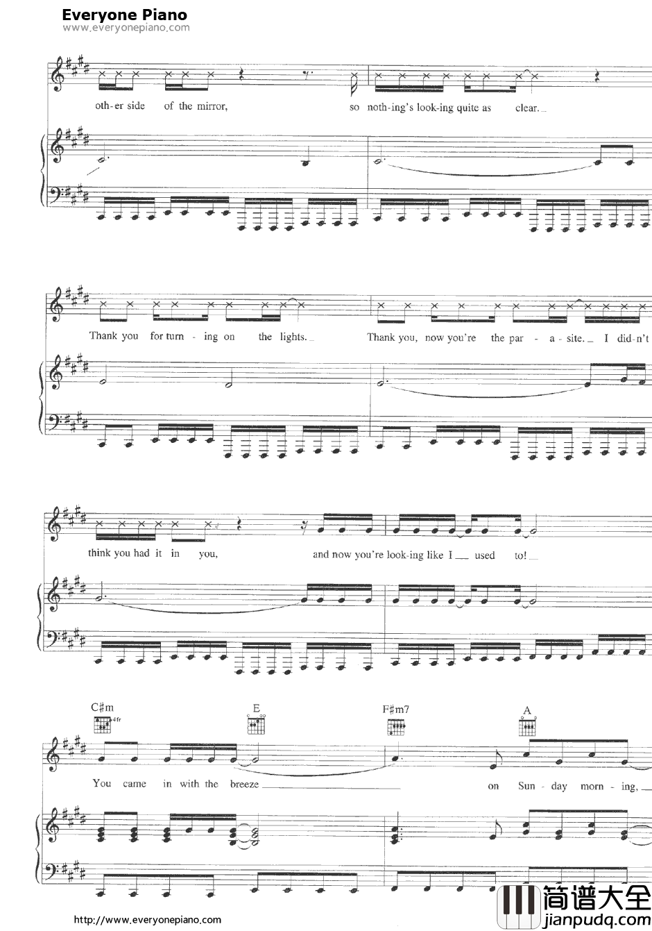 Sun_day_Morning钢琴谱_NoDoubt