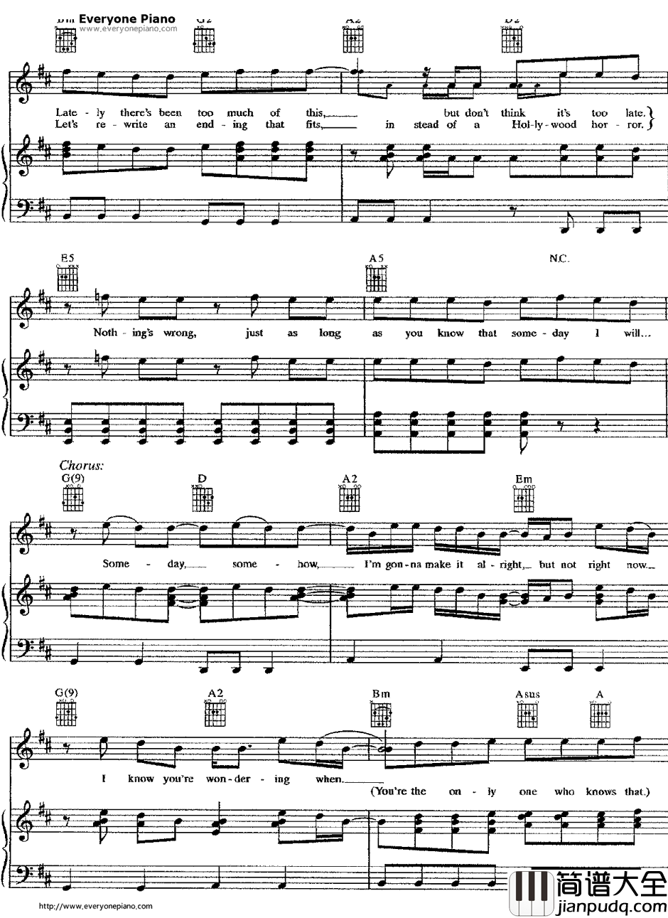 Some_day钢琴谱_Nickelback