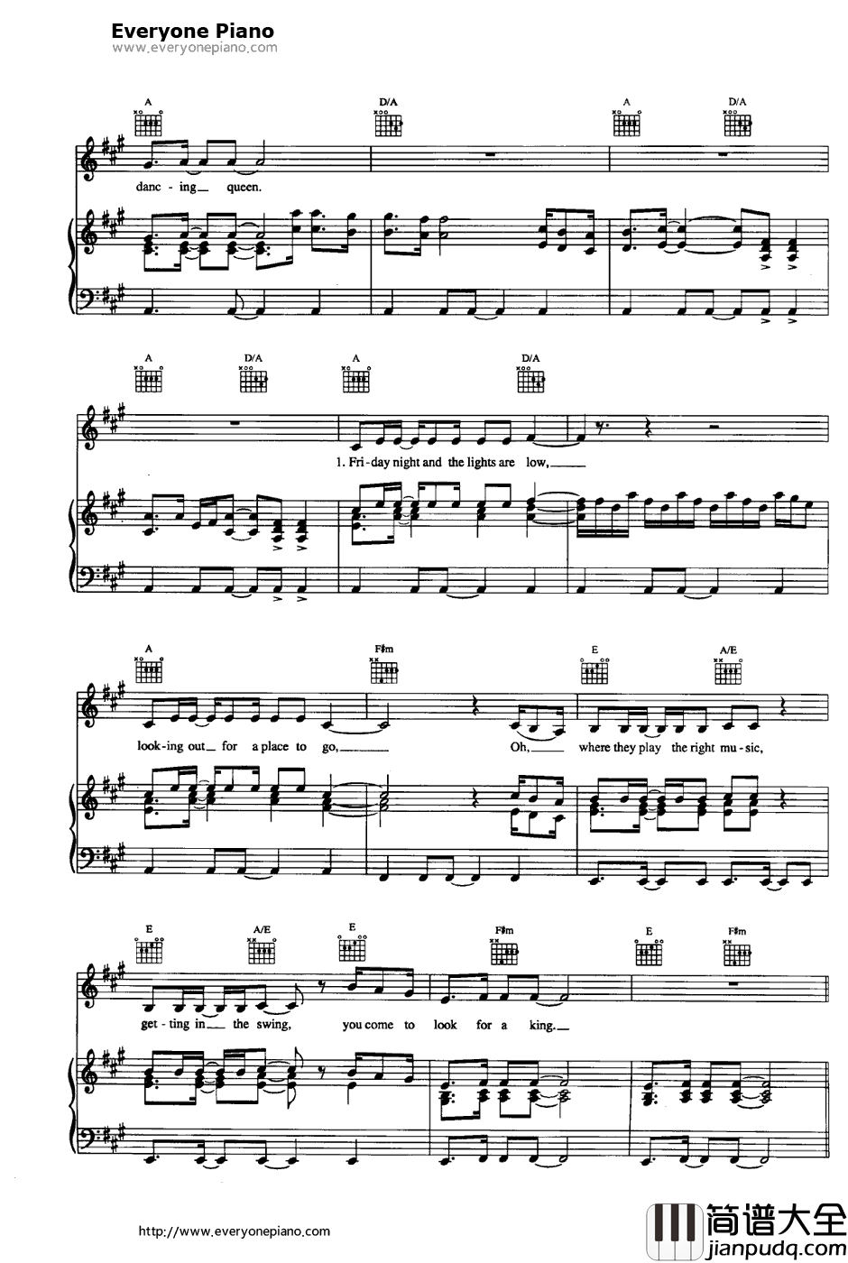 Dancing_Queen钢琴谱_ABBA