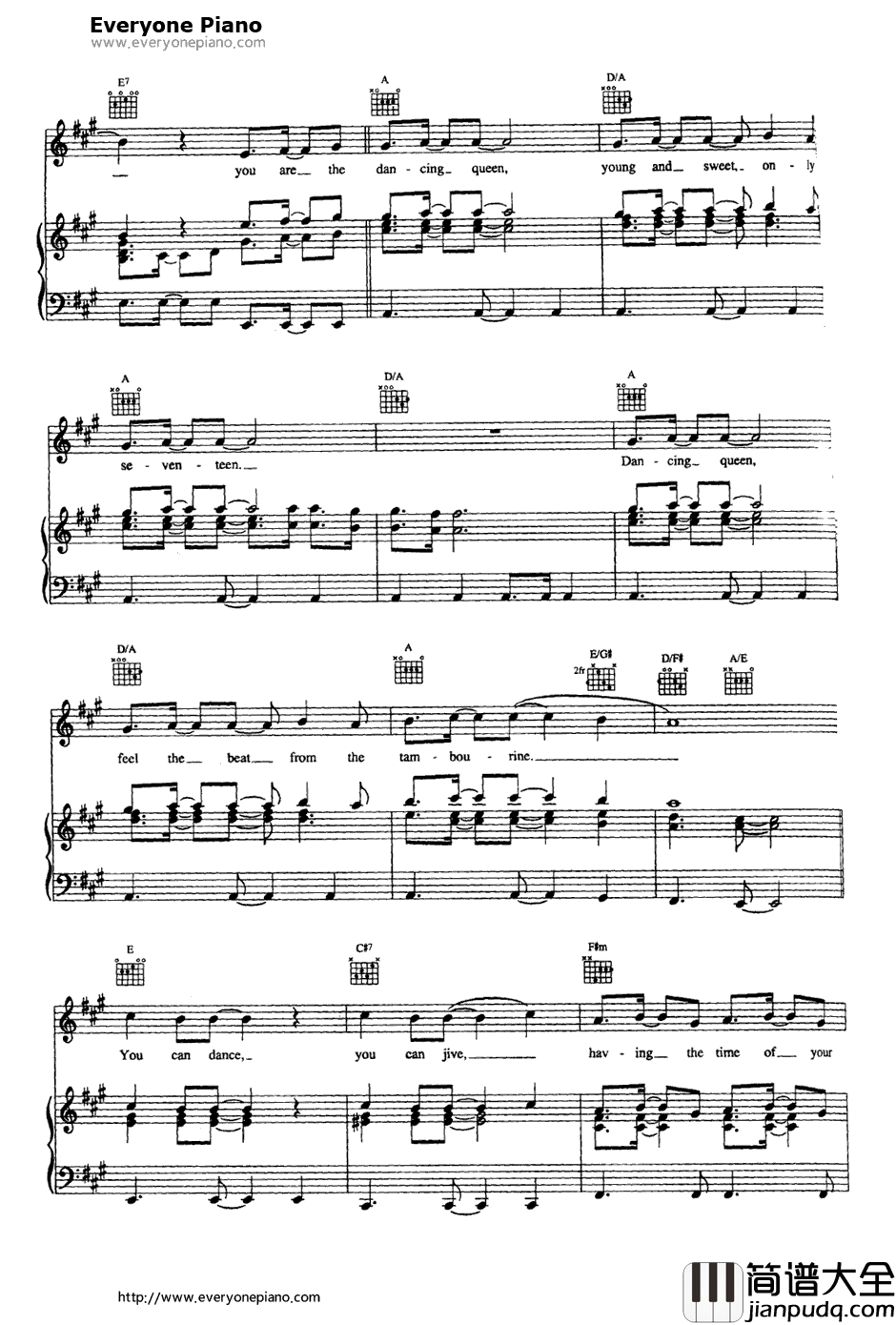 Dancing_Queen钢琴谱_ABBA